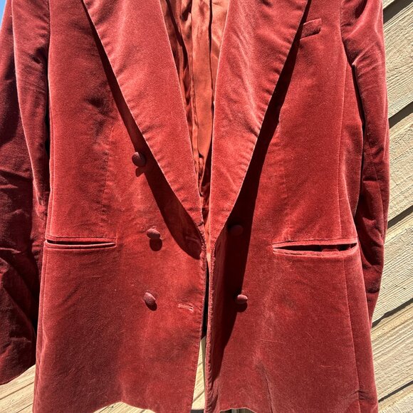 EUC Banana Republic Double-Breasted Cabin Red Velvet Blazer - Picture 8 of 12